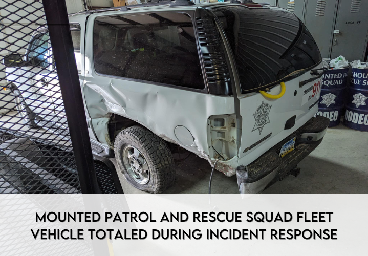 Mounted Patrol and Rescue Squad fleet vehicle totaled during incident response - News Image